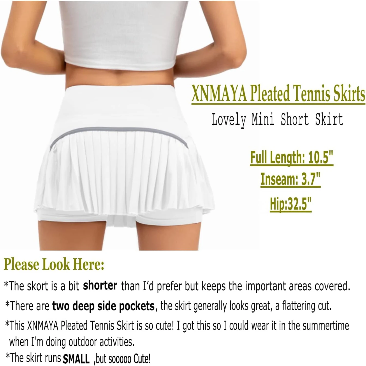 Womens High Waisted Pleated Tennis Skirt Chic Athletic Golf Skort with Shorts Pockets for Workout and Running