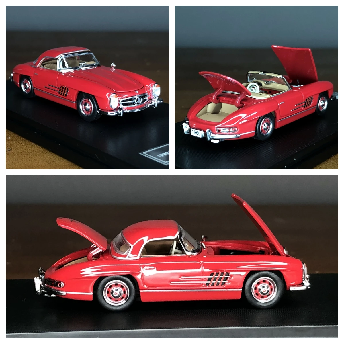 

GFCC 1:64 MB 300 SL Roadster Convertible Red Hardtop Diecast Model Car Collection Limited Edition Hobby Toys