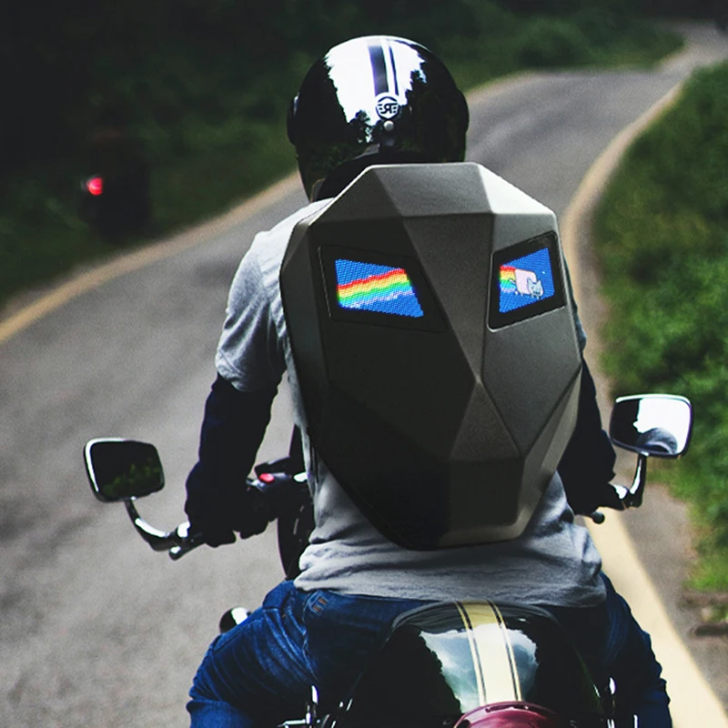 

Man Locomotive Backpack LED Hard Shell Knight Backpack Motorcycle Cycling Helmet Backpack APP Function New Waterproof Laptop Bag