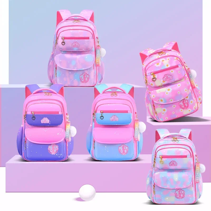 Orthopedic Primary School Bags for Girls Gradient Color Grades 1-3-6 Children's Backpack Large Capacity Kids Rucksack Mochila
