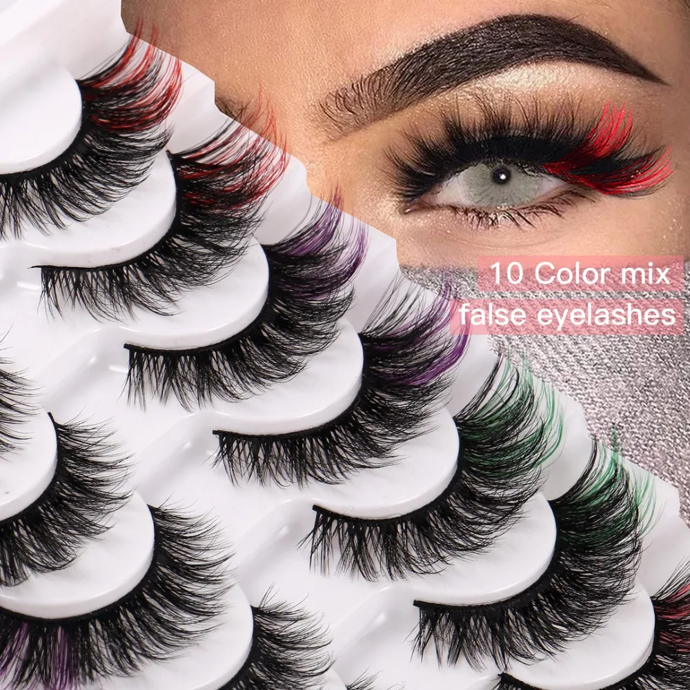 

Fuffy Lashes Natural False Eyelashes Colorful Eye Extension Faux Mink Eyelashes Thick Long Eye Lashes False Eyelashes