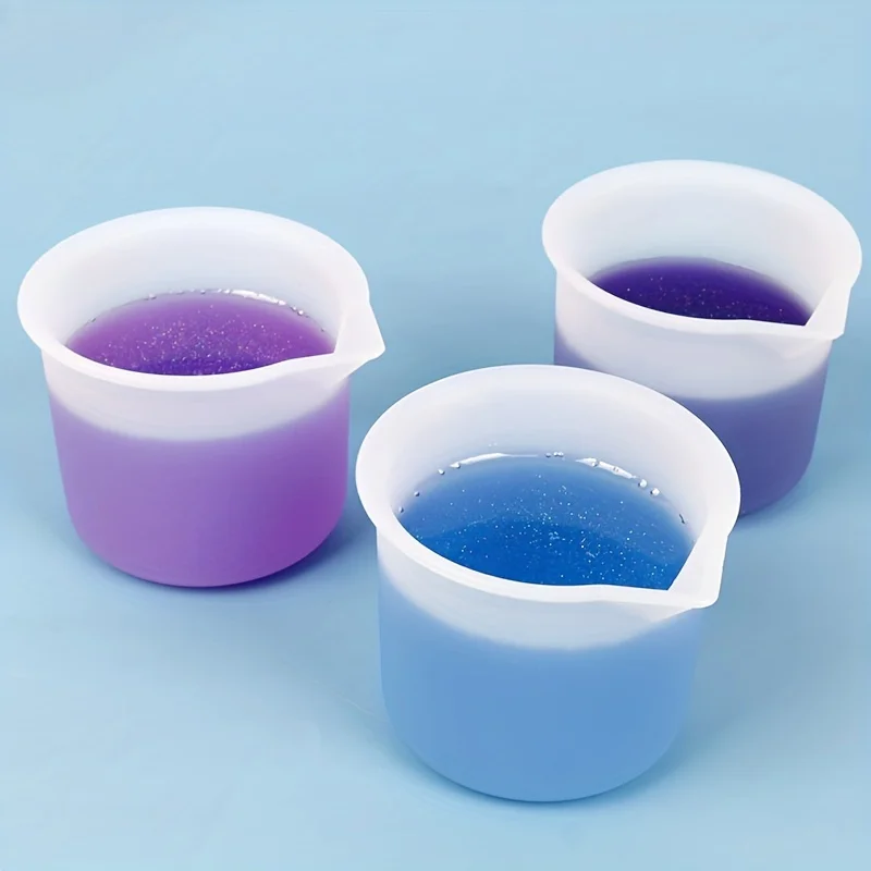 5 Teile/satz 50 ml Silikon Messbecher Werkzeuge Runde Silikon Form Klar Abgestufte Epoxy Split Tasse DIY Für Casting harz Form Kunst Ki – Detail 4