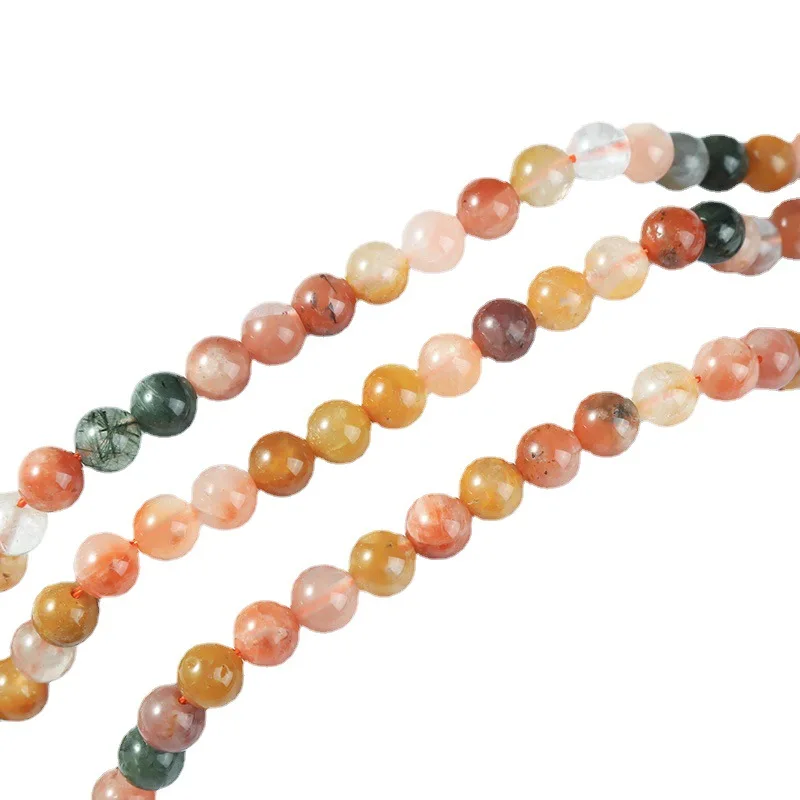 Mixed color Rutilated Quartz Stone Round for Jewelry Making 6-10mm Spacer Beads Diy Bracelet Necklace Accessories Wholesale