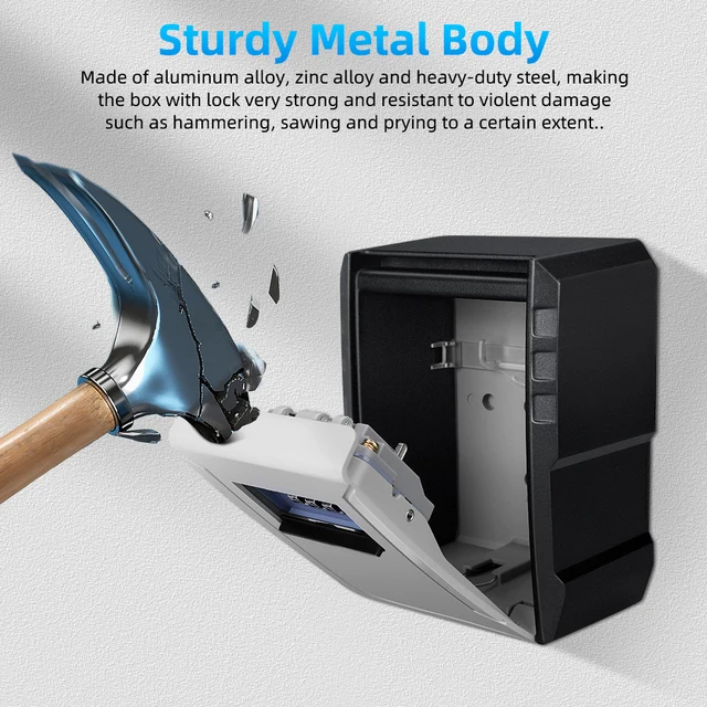 Elecpow New 4 Digits Password Key Box Metal Material Outdoor Waterproof Wall Mounted Lock Storage Box Anti Theft Key Safe Box 6