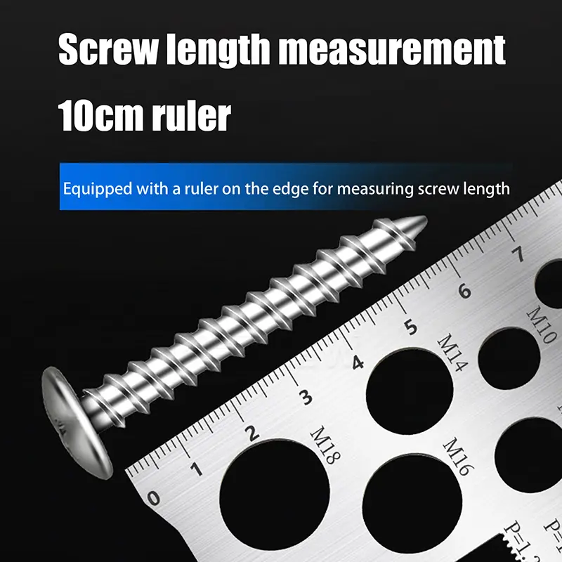 Thread Checker Screw Measurement Ruler Stainless Steel Caliper Metric Gauge Tool For Measuring Screw Pitch Bit Bolt Nut Screw image 3