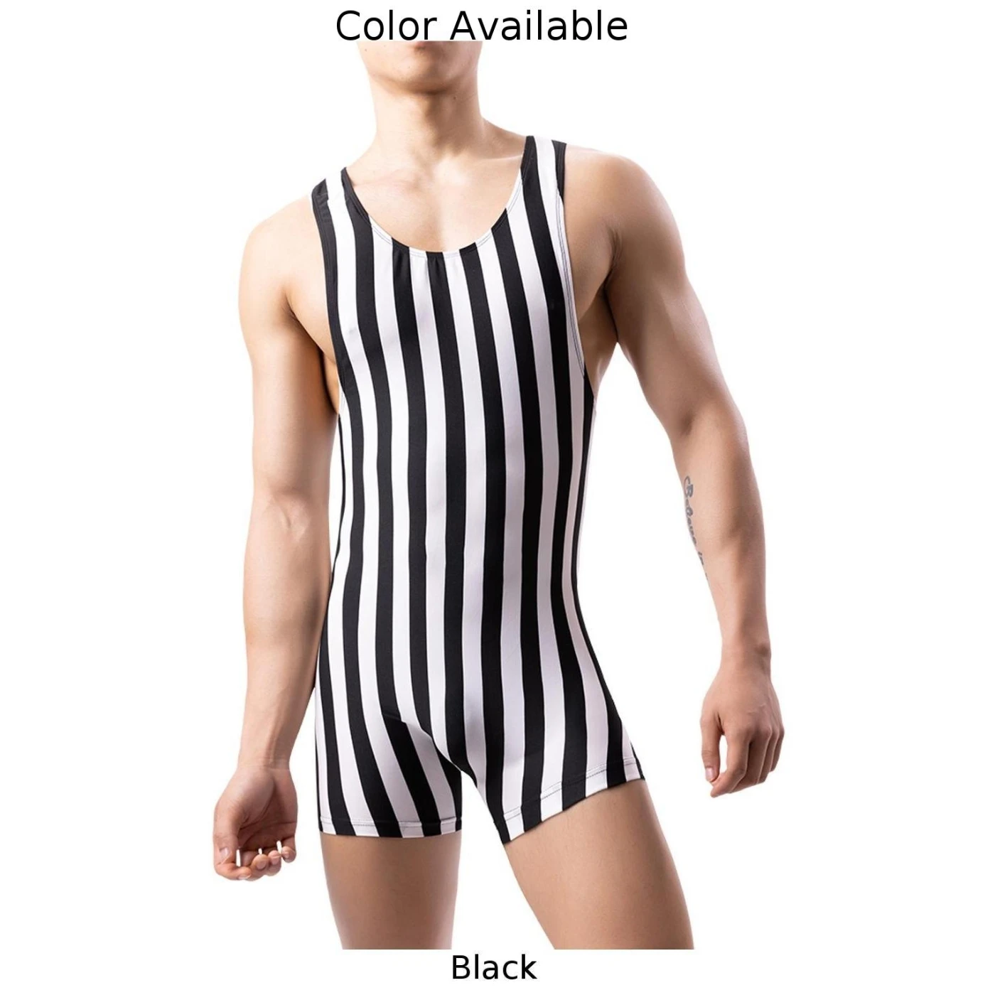 Sexy Mens Sleepwear Athletic Boxer Shorts Rompers Striped Singlet Bodysuit Leotard Gym Outfit Comfortable Breathable Home Wear