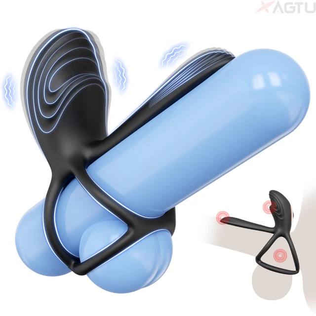 Dual Penis Ring Vibrator für Männer Verzögerung Ejakulation Cock Ringe Penetration Vibrator Sex Spielzeug für Männer Erwachsene Sex Shop 1