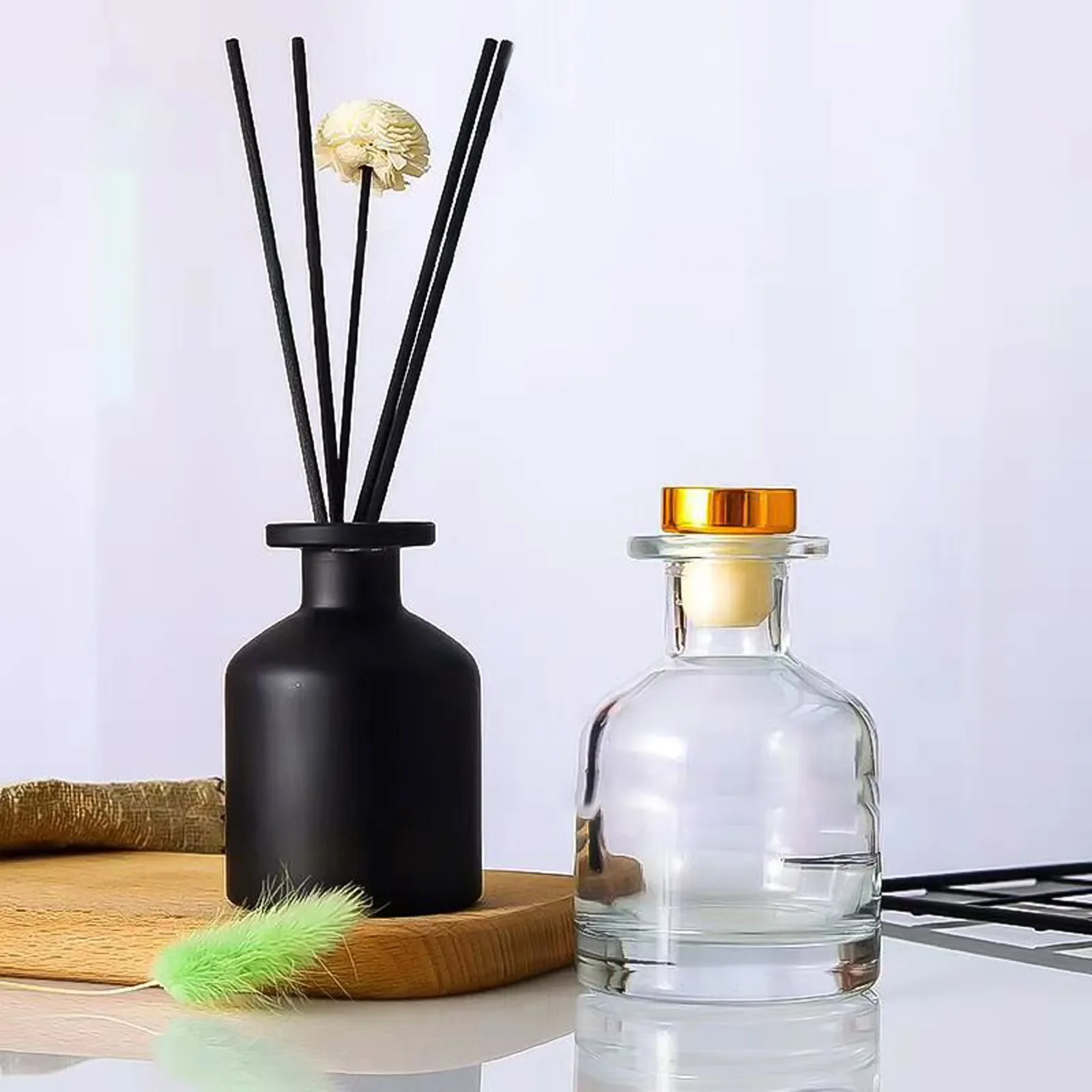 다색 아로마 테라피 유리 빈 병, 리필 가능한 에센셜 오일 유리 병, 거실 사무실 장식