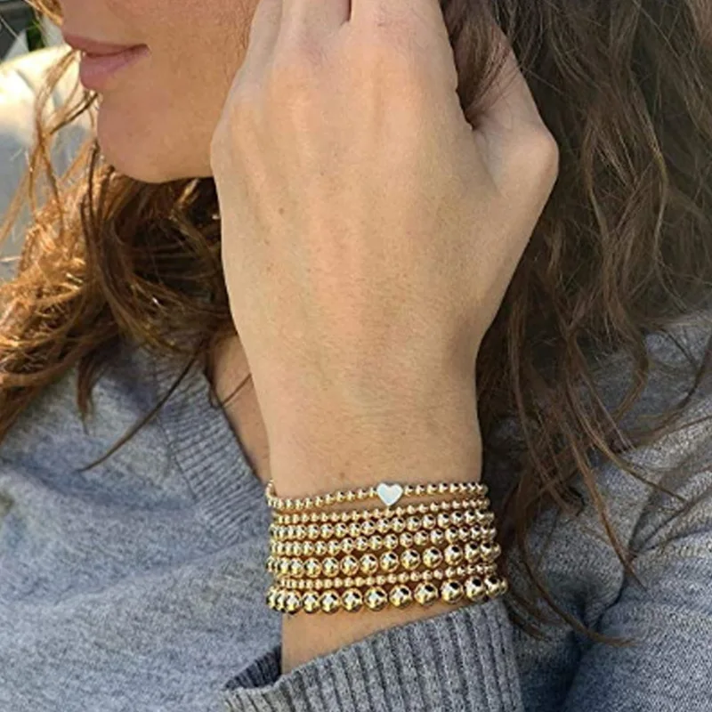 2024 Boho Gold Plated Beaded Bracelets for Women Simple Big CCB Beads Link Chain Bracelet Bangle Fashion Party Jewelry Gifts