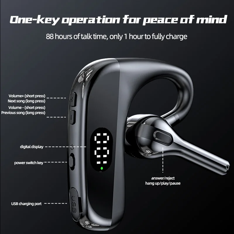 sem Fio Sports Gaming Headconjunto com Microfone hd 88 Horas Falar Tempo Fone de Ouvido Bluetooth 5.3 Bateria Negócio Longa Vida - Image 2