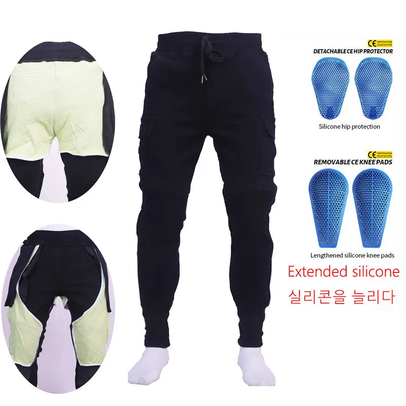 오토바이 라이딩 청바지 바지 부드럽고 캐주얼한 인서트 기어 내마모성 방화 케블라 힙과 무릎 보호층