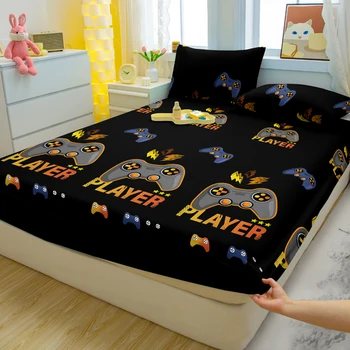 Cartoon Game Printed Fitted Sheet – Matte Finish, No Pillowcases 1