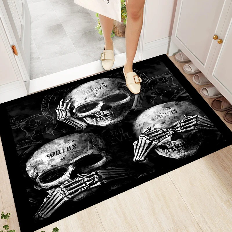 Skull Art Rugs and Carpets for Home Living Room BedRoom Decoration Area Rug Doormat Kitchen Bathroom Non-slip Mat Cartoon Rugs