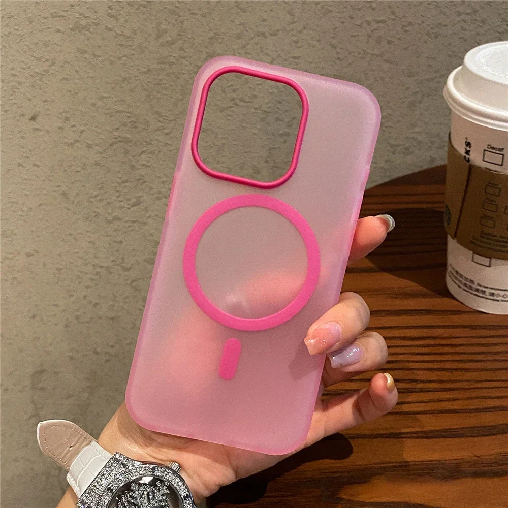 Matte Candy Magnetic Wireless Charging Transparent Case with Shockproof Protection