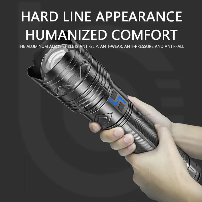 Strong Light Flashlight Bright LED Laser Flashlight Type-C USB Can Charge 24000mAh/11200mAh Torch Light 100W Zoom