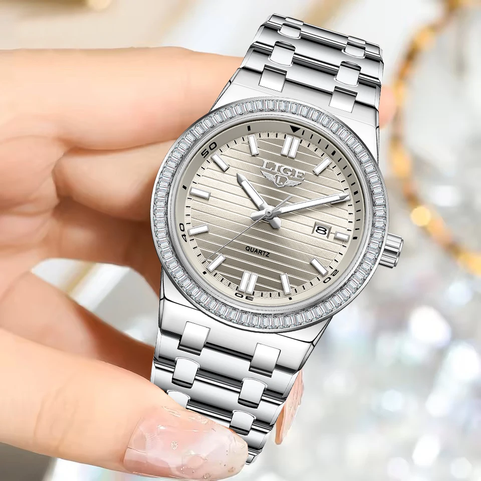 LIGE Fashion Ladies Watch Original Luxury Elegant Bracelet Watches Gift For Women Simple Waterproof Luminous Quartz Wristwatch