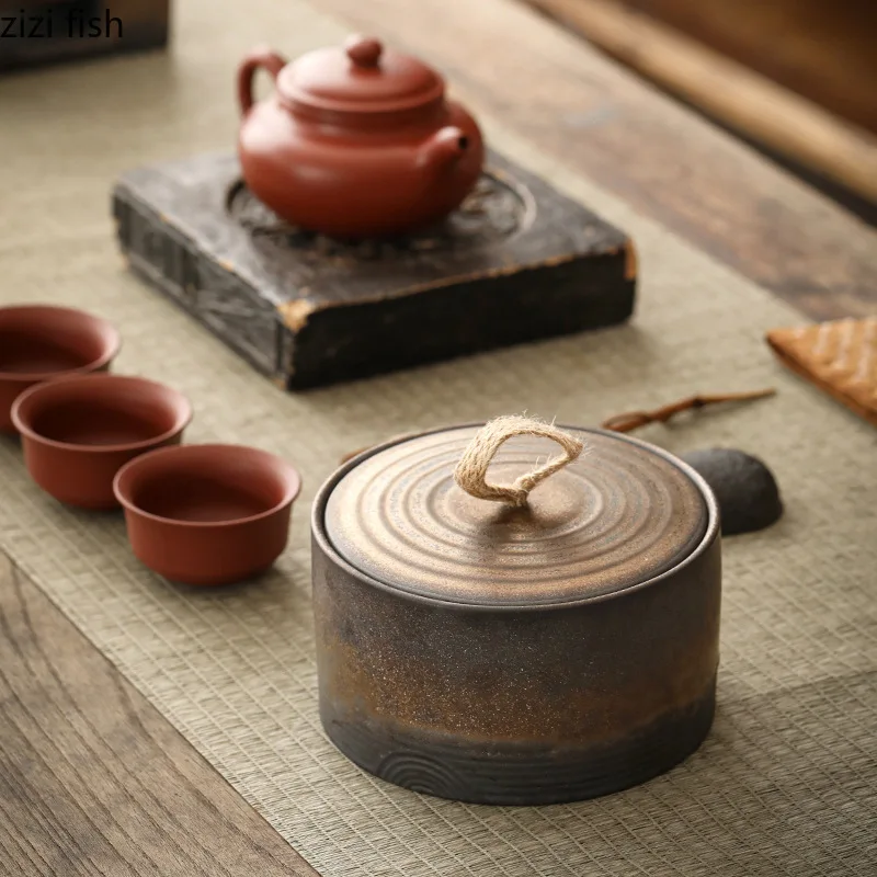 Ceramic Storage Jar Tea Caddy Tea Box Container Organizer Candy Jar Food Storage Box Decorative Jars Can Grain Tank tea tin box tea canister