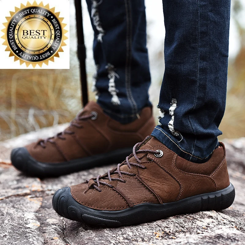 

shoes fashion Classic Men men Casual Shoes genuine Leather lace up outdoor hiking Fashion Moccasins Flats