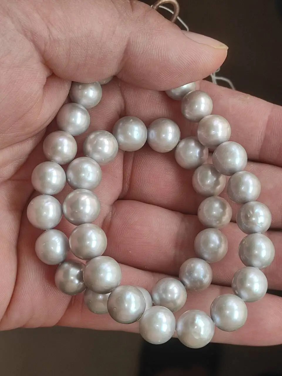 Top AAAA SOUTH SEA Perfect Round 10-12mm Gray Pearl Necklace with 18 