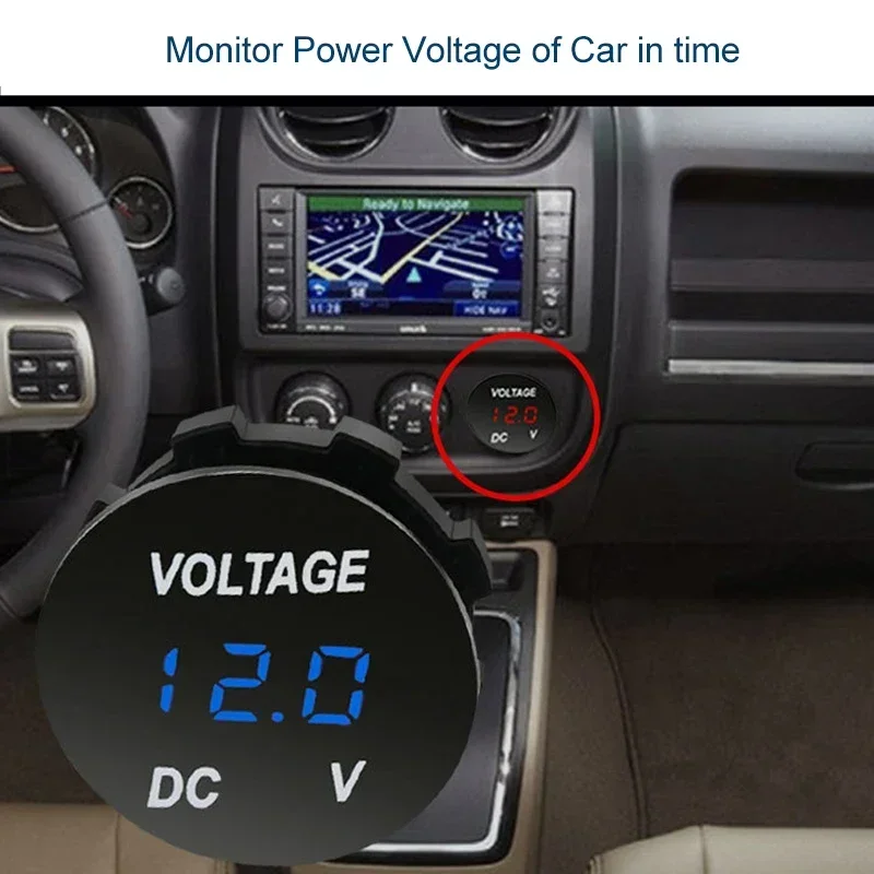 LED 디스플레이 디지털 전압계, DC 12V 24V 패널 장착 전압 측정기 자동차, 오토바이, 보트, ATV, 트럭용
