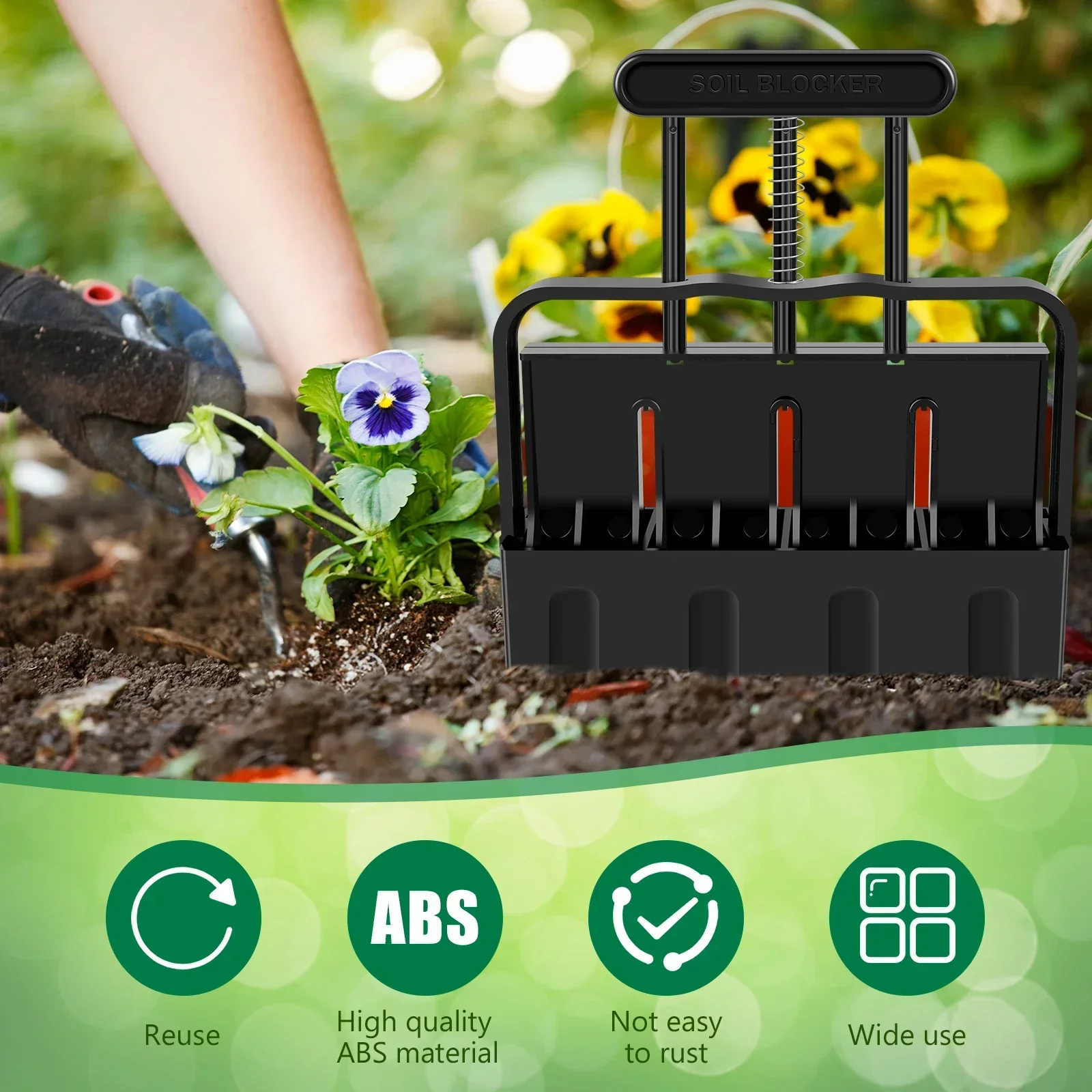 Handheld Planting Tool Soil Block Maker Hand-held Soil Block Making Tool Heavy-Duty Manual Maker Reusable for Garden