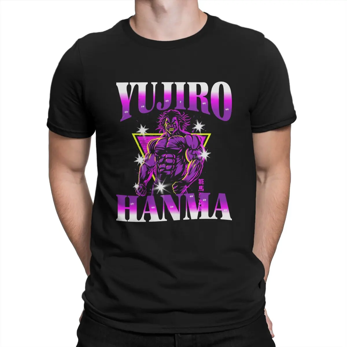 thumbnail image 1 of Camiseta de Anime Yujiro Hanma para hombre, de algodón puro, estilo vintage, con cuello redondo, de manga corta, estilo BAKI, para verano, 1 of 7