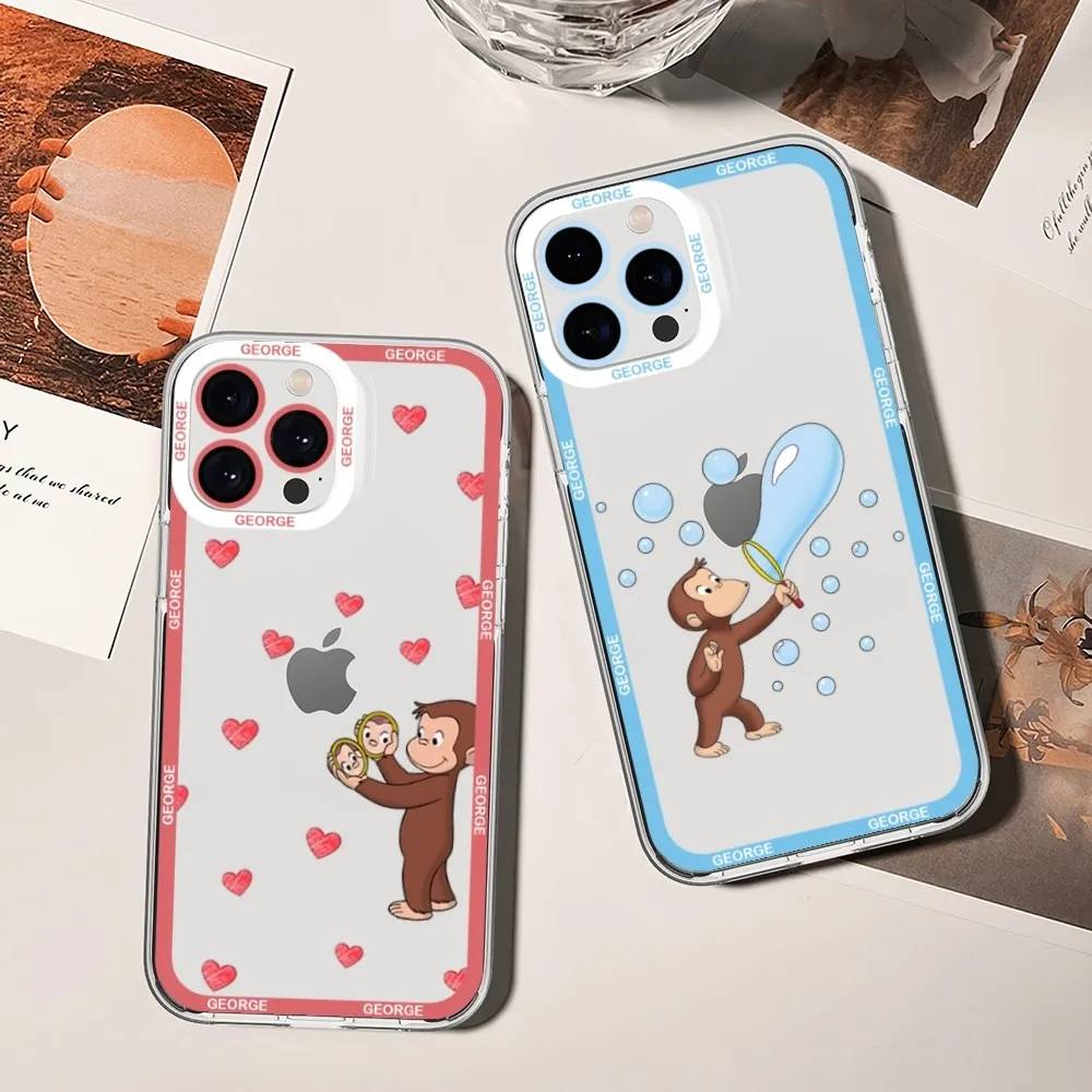 Simpatica Custodia Per Telefono George Monkey Per Iphone 11 12 Mini 13 14 Pro Max Custodia Trasparente