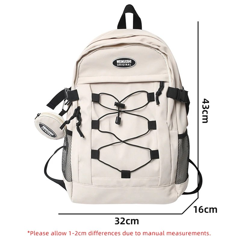 Casual Multi-pocket Backpack Women Waterproof Large Capacity School Bag College Students Bookbag Travel Sports Rucksack XA383C