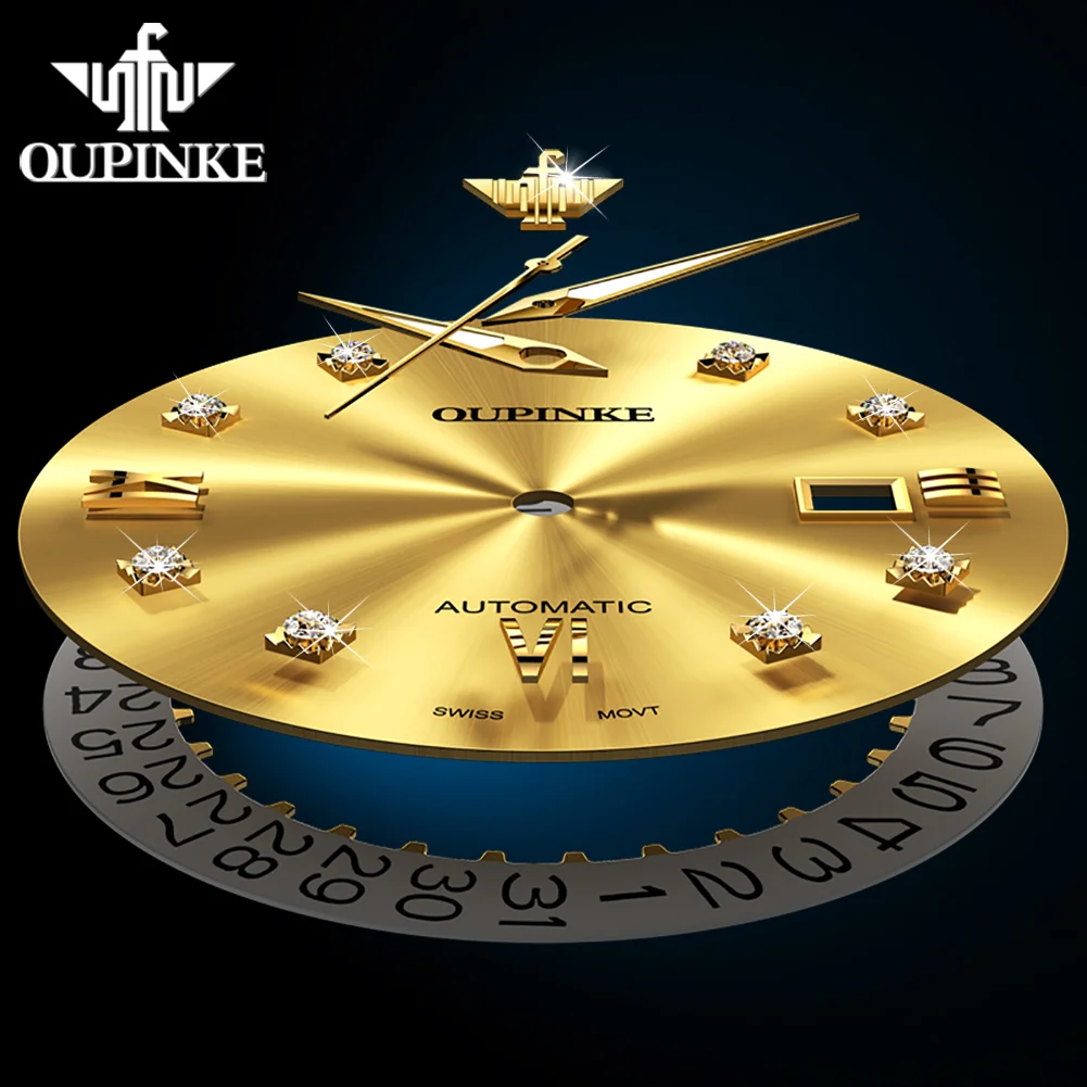 OUPINKE 3199 Real Diamond Automatic Watch for Men Stainless Steel Waterproof Sapphire Mirror Luxury Men's Mechanical Wristwatch