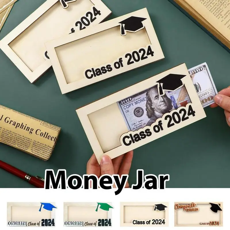 2024 Currency Display Wooden Dollar Bill Frame Rectangular Money Holder Graduation Gift Cash Holder For Graduate High School