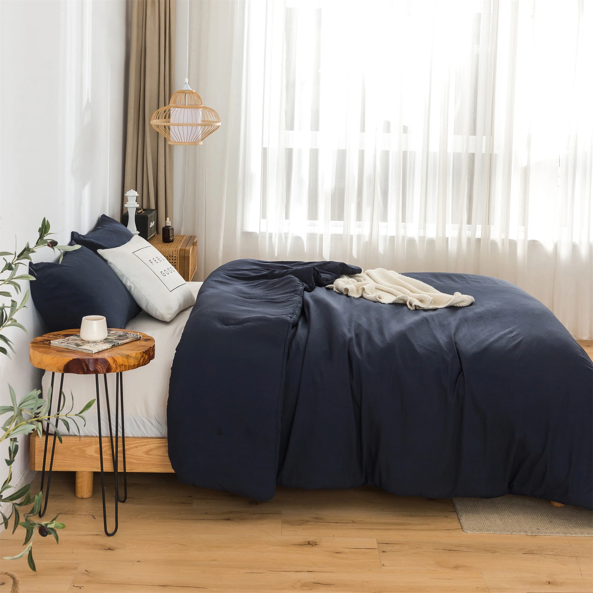 

Bedding Comforter King sets Ultra-Soft Cozy Lightweight All Season Dark Navy Blue Cotton Fabric And Pillow Sham