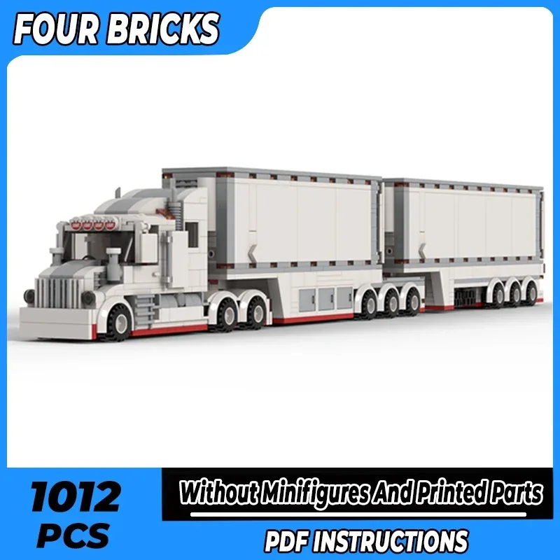 

Moc Building Bricks City Truck Model Refrigerated B-Double Car Technology Modular Blocks Gifts Christmas Toys DIY Sets Assembly