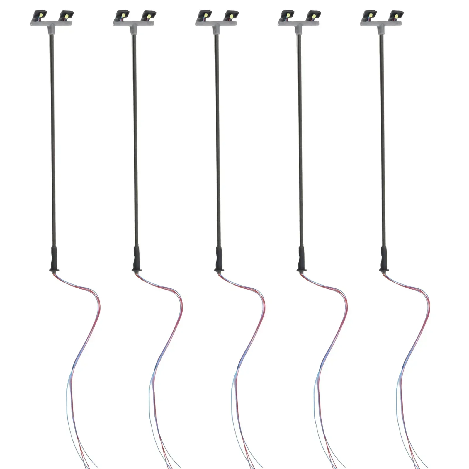 Kit De 5 Lampadaires Pour Modélisme Ferroviaire - Échelle O, 20 Cm, 3V - Décoration Réseau Train - Neuf