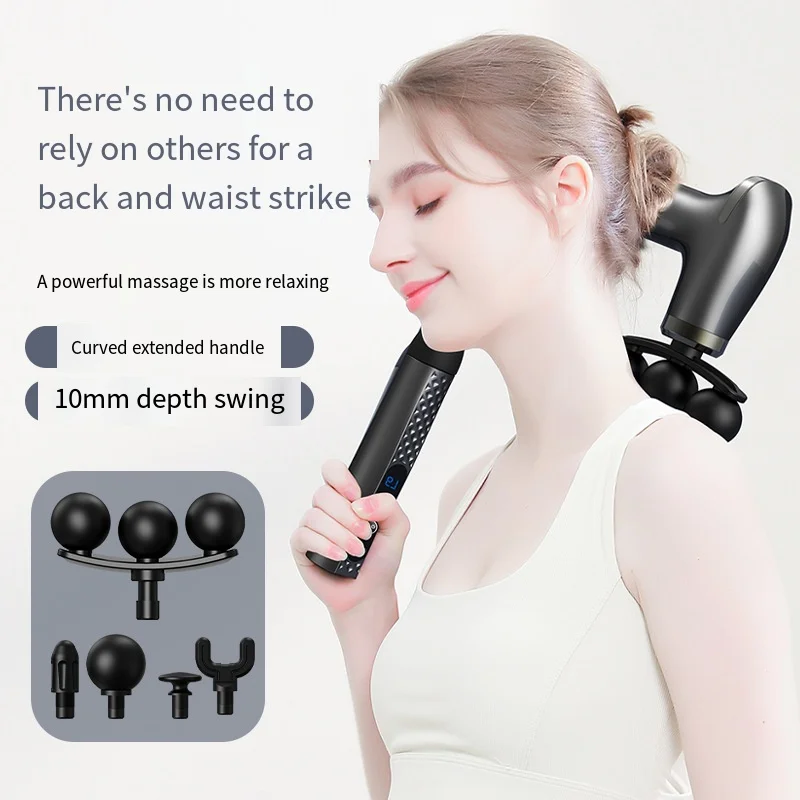Smart Electric Fascia Gun Rechargeable Handle Bent Long Handle Muscle Relaxation Massager Home Back Muscle Relief Christmas Gift