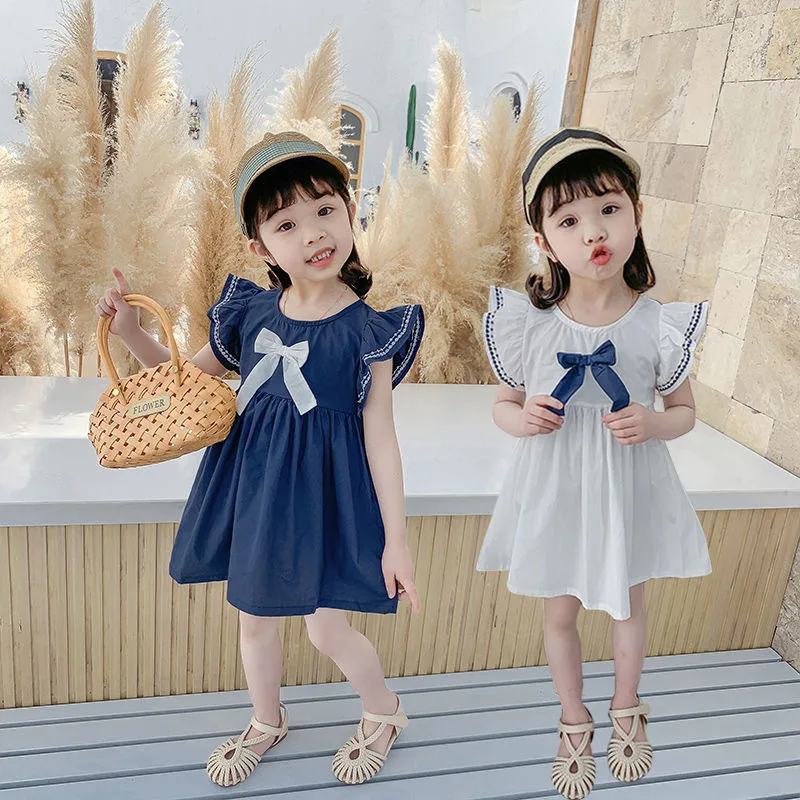 Girls Bow Petal Sleeve Dress 2
