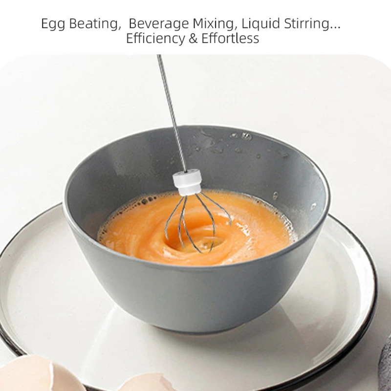 2 In 1 Electric Milk Frother + Egg Beater Wireless Type-C Charging 3 Speeds Mini Handheld Foam Maker Coffee Whisk Cooking Tools 3
