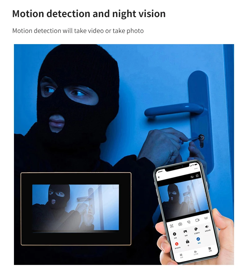 4 Wire Digital Video Intercom System 7 / 10.1 Inch Wireless WIFI Monitor 1080P D