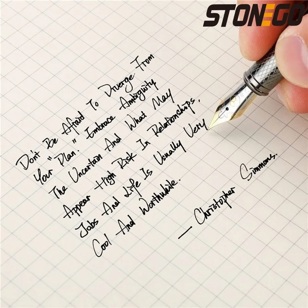STONEGO Füllfederhalter mit 0,38 mm ultrafeiner Spitze, schwarzer metallischer Kalligraphie-Geschenkstift mit Tintennachfüllkonverter, Executive-Stift – Detail 27