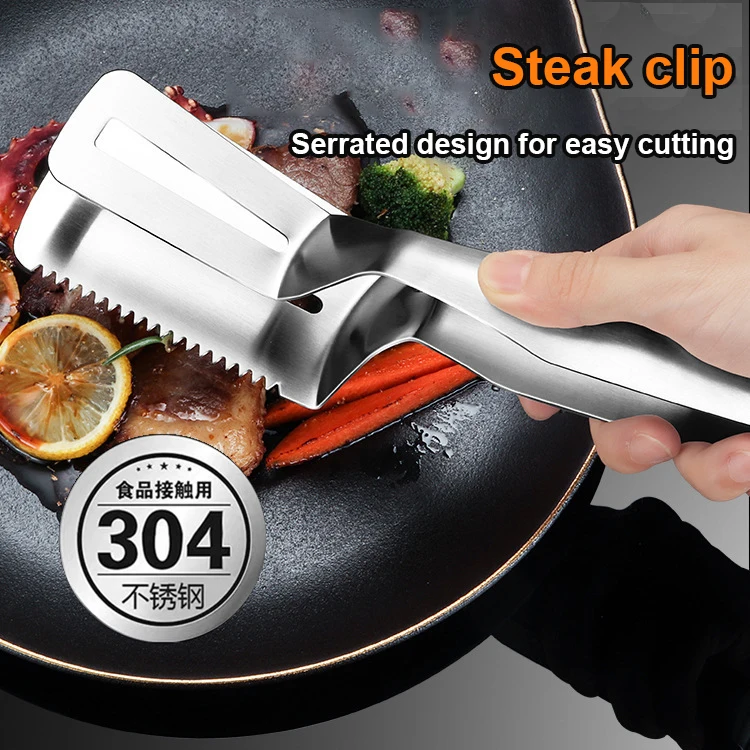 Stainless Steel Handle Kitchen Tongs Bread Meat Salad Clamp Clip Frying Spatula Home Cooking Utensils Kitchen 1PCS food tongs