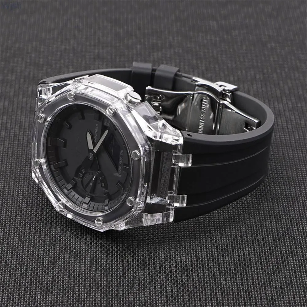 GA2100 Replacement Strap for Casio G SHOCK GA 2100 2110 Rubber Watch Band Transparent PC Case
