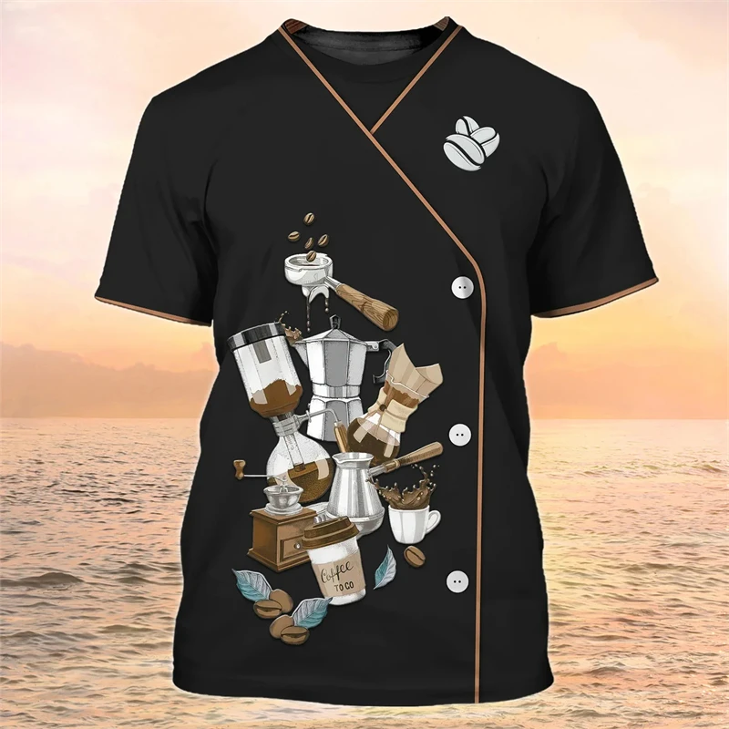 

Summer Barista Cafe 3d Print Cosplay T-Shirt Uniform Workwear Women Man T Shirts Streetwear Oversized Harajuku Female Tops Tees