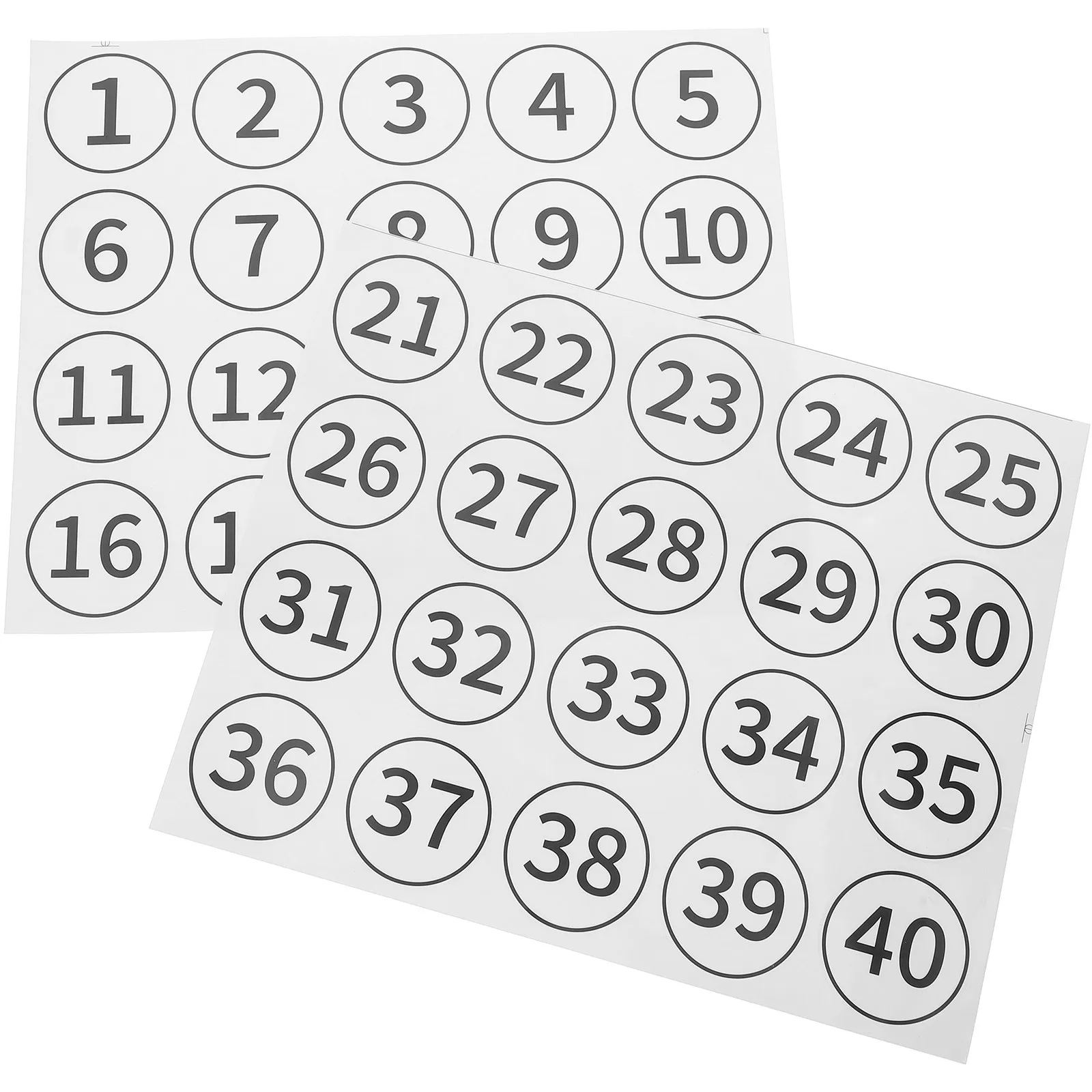 40Pcs PVC 번호 스티커 교실 사무실 정리용 자체 접착식 보관 상자 분류 라벨 연속 번호