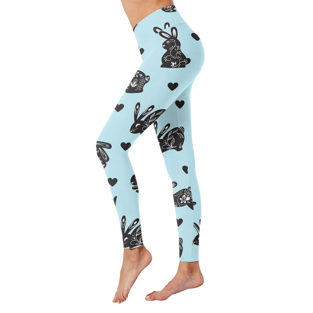 Cute Leggings for Women Easter Day For Rabbit Print High Waist