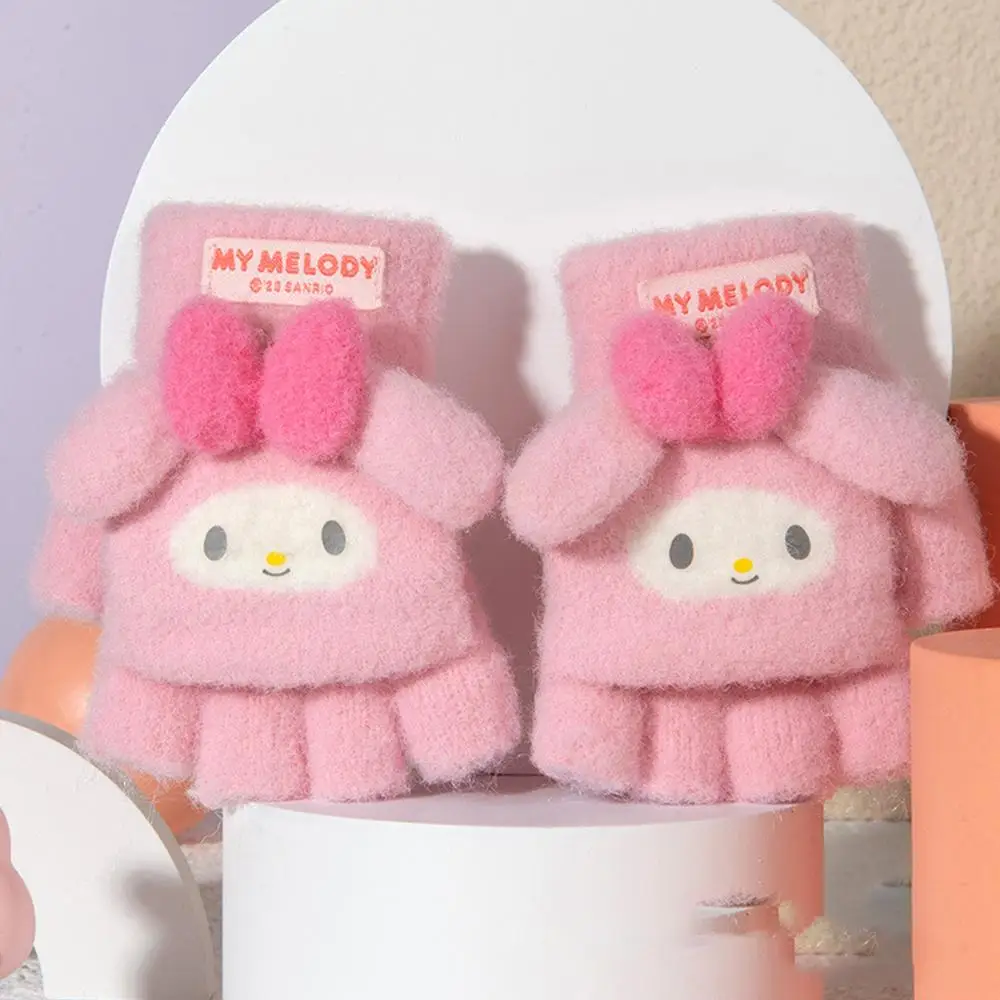 

Аниме Sanrios плюшевые перчатки детские Мультяшные Kuromi Melody Cinnamoroll Kawaii зимние Утепленные Варежки перчатки с пятью пальцами для девочек подарок