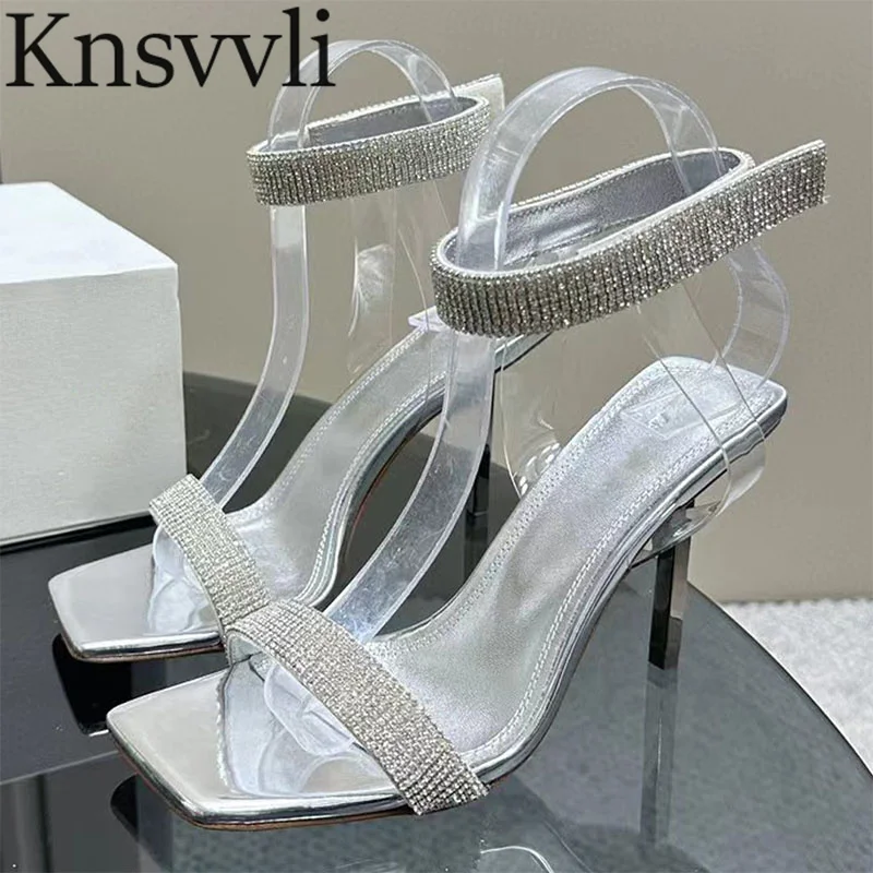 

Sexy High Heels Gladiator Sandals Woman Ankle Strap Crystal Wedding Dress Shoes Women Summer Rhinestone Sandals Women Sandalias