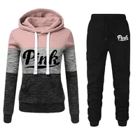 2024 Hot Sales Womens Tracksuit Print ColorBlock Hooded Sweatshirts Fashion Trend Versatile Pullover Street Warm Casual Clothing 1