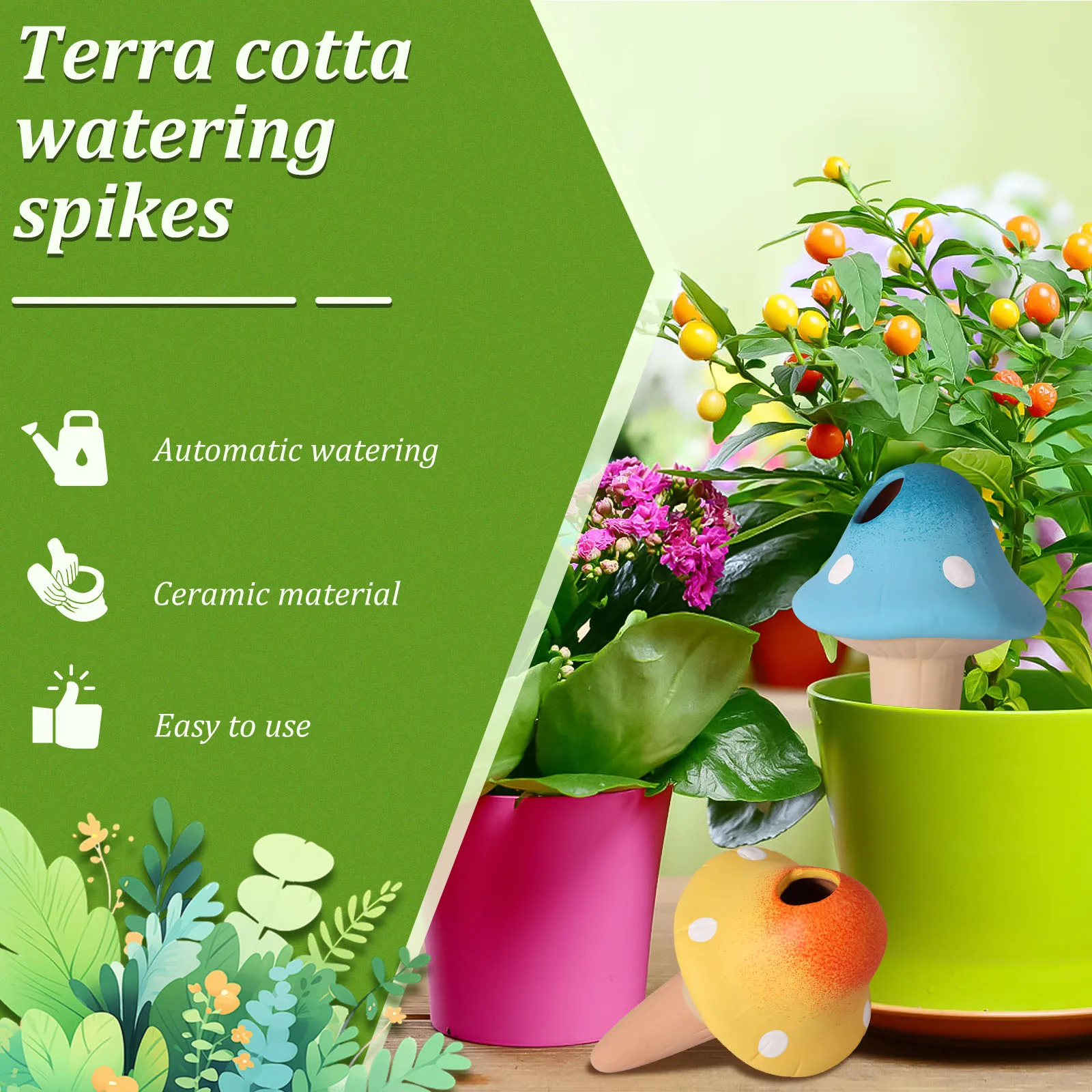 Ceramic Self Watering Plant Spikes for Indoor Outdoor Plants