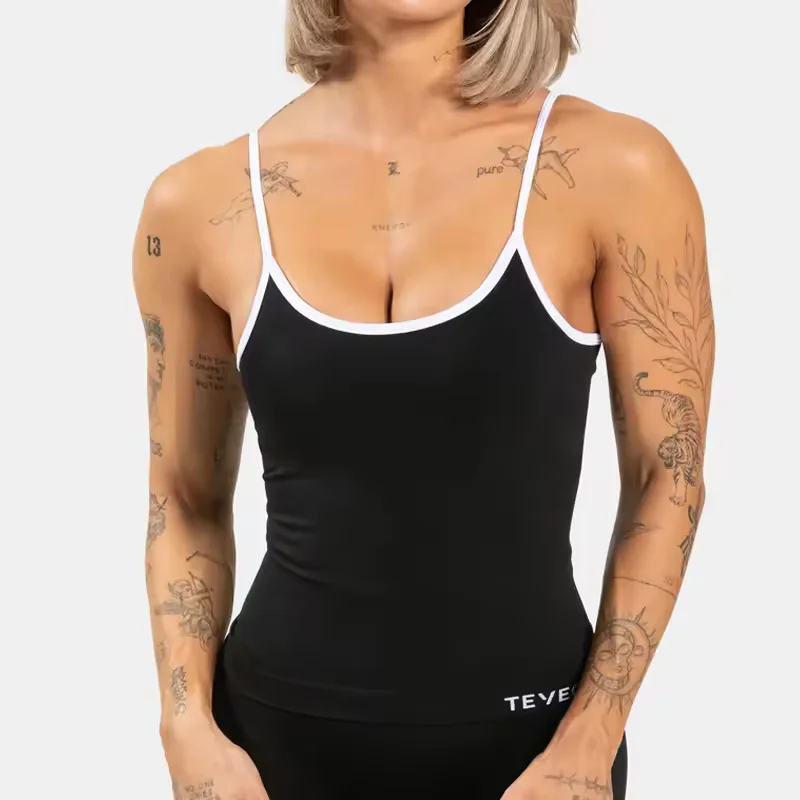 TEVEO Ignite Cami Top Sports Yoga Vest Underwear Women's Fitness Top Gym Beautiful Back Bra Running Workout Halter