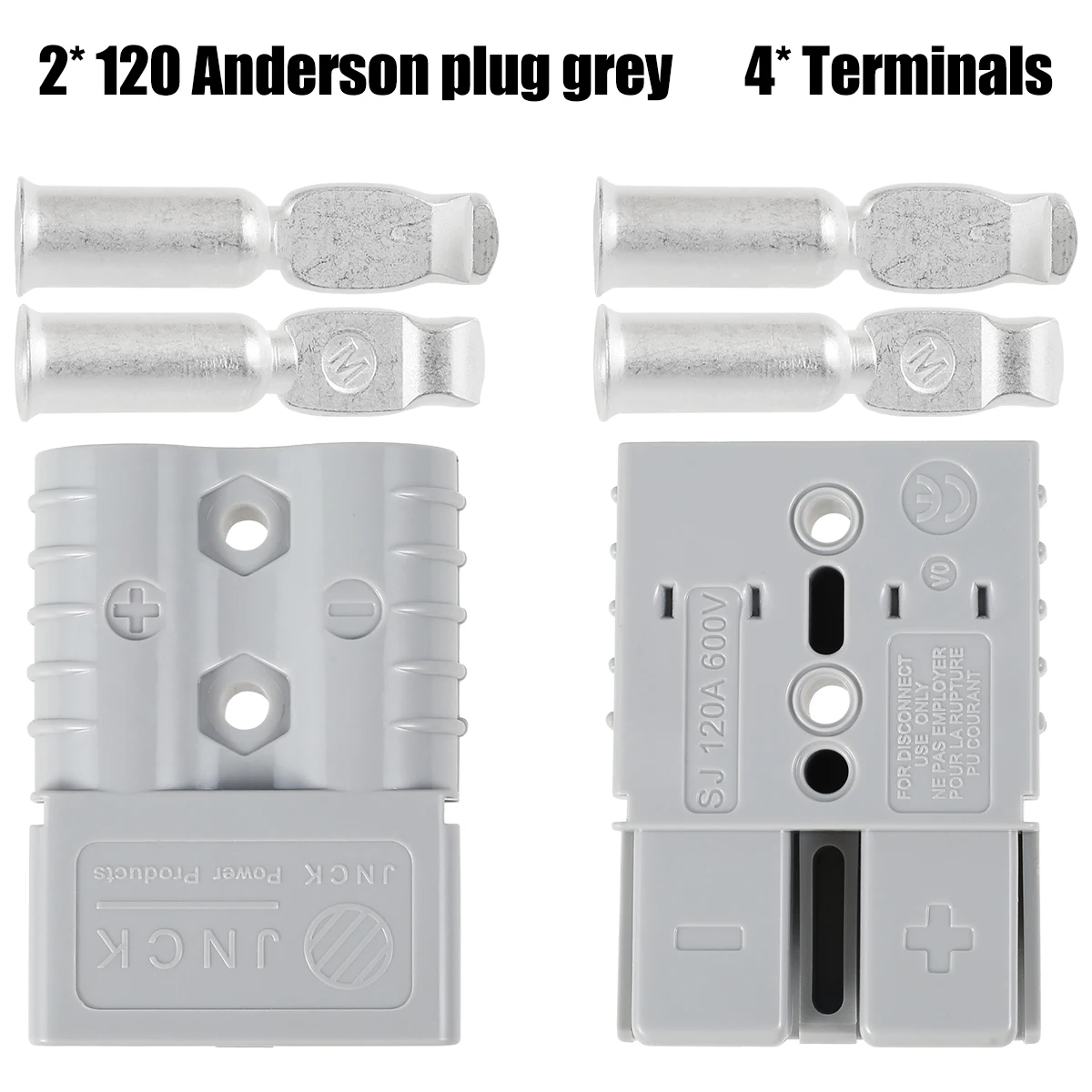 2Pcs 120 Amp Anderson Style Plug with 4 Terminals Anderson Power Plug Durable Premium Style Connectors Battery