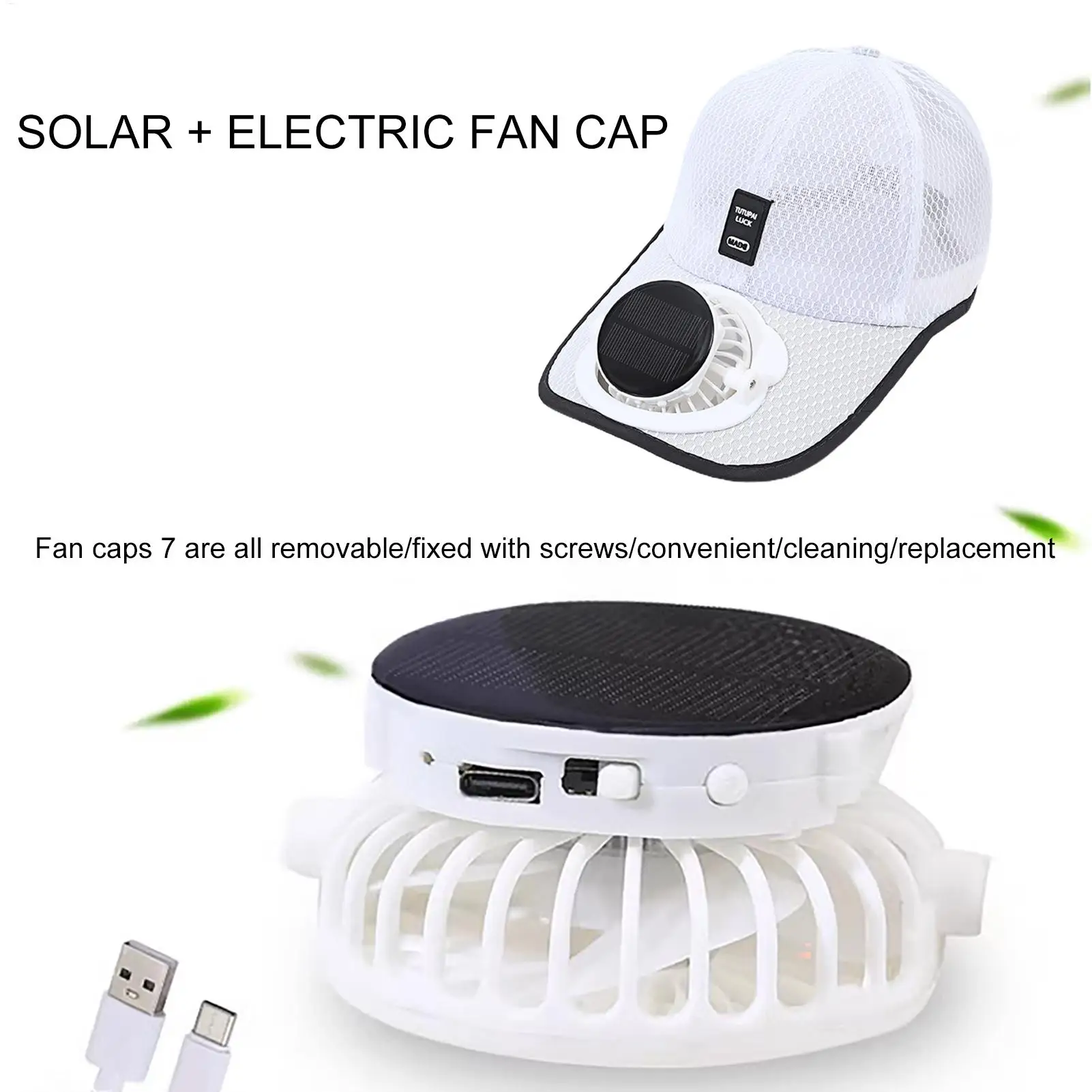 Outdoor Summer Solar Charging With Fan Hat For Men And Women Breathable Mesh Sun Protection Sunshade  fan hat Beach Hat